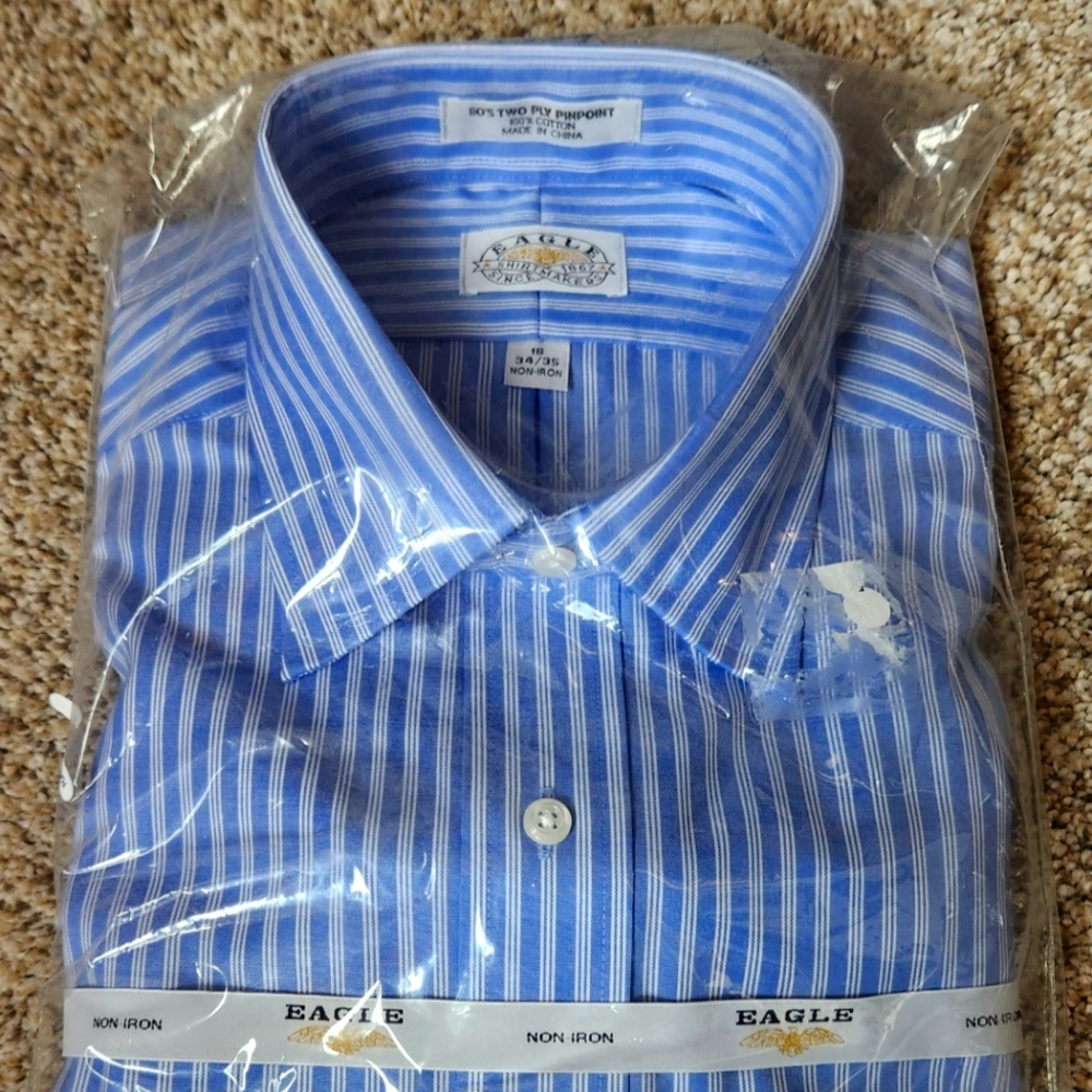 Men's Blue Striped Dress Shirt
